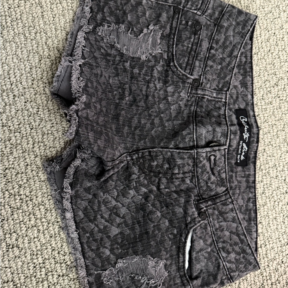 Celebrity Pink Black Distressed Jean Shorts
